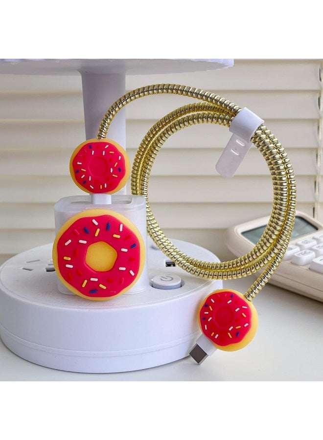 ChicAbode 3D لطيف تصميمات الرسوم المتحركة حالة واقية لآيفون 20W محول شاحن كابل,كابل البيانات USB حالة كابل سافير شاحن الهاتف بَحْتُو ل العائلة الرجال النساء (الدونات) - Image 1